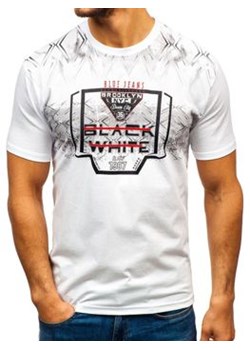 T-shirt męski z nadrukiem biały Denley 14207 ze sklepu Denley w kategorii T-shirty męskie - zdjęcie 154471830