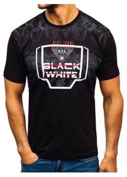 T-shirt męski z nadrukiem czarny Denley 14207 ze sklepu Denley w kategorii T-shirty męskie - zdjęcie 154471831