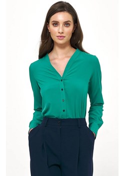 Elegancka bluzka z długim rękawem w kolorze zielonym B151, Kolor zielony, Rozmiar 40, Nife ze sklepu Primodo w kategorii Bluzki damskie - zdjęcie 154488554