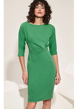 Sukienka z asymetrycznymi draperiami w kolorze zielonym S218, Kolor zielony, Rozmiar 34, Nife ze sklepu Primodo w kategorii Sukienki - zdjęcie 154488584