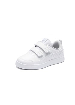 PUMA Buty młodzieżowe Courtflex V2 białe ze sklepu taniesportowe.pl w kategorii Buty sportowe dziecięce - zdjęcie 154491582
