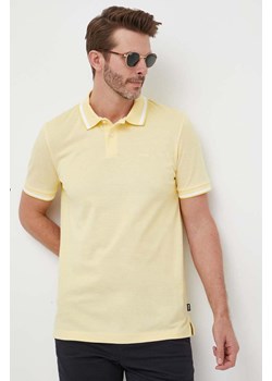 BOSS polo bawełniane kolor żółty melanżowy ze sklepu ANSWEAR.com w kategorii T-shirty męskie - zdjęcie 154497304