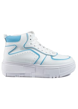Sneakersy damskie Shelovet biało-niebieskie białe ze sklepu ButyModne.pl w kategorii Buty sportowe damskie - zdjęcie 154497723