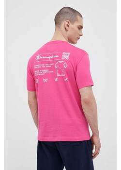 Champion t-shirt bawełniany kolor różowy gładki ze sklepu ANSWEAR.com w kategorii T-shirty męskie - zdjęcie 154500020