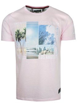 T-Shirt Bawełniany Różowy z Nadrukiem, LOS ANGELES, Okrągły Dekolt -BRAVE SOUL TSBRSSS23MECCApowderpink ze sklepu JegoSzafa.pl w kategorii T-shirty męskie - zdjęcie 154521462