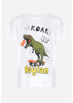 Biała Koszulka z Nadrukiem w Dinozaura Vanethia ze sklepu Born2be Odzież w kategorii T-shirty chłopięce - zdjęcie 154536972