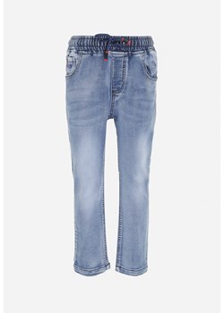 Niebieskie Jeansy z Gumką w Pasie i Ozdobnymi Przejaśnieniami Eulona ze sklepu Born2be Odzież w kategorii Spodnie chłopięce - zdjęcie 154537020