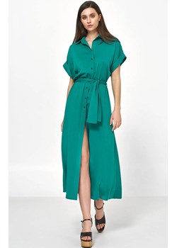 Wiskozowa sukienka midi w kolorze zielonym S221, Kolor zielony, Rozmiar 36/38, Nife ze sklepu Primodo w kategorii Sukienki - zdjęcie 154554043