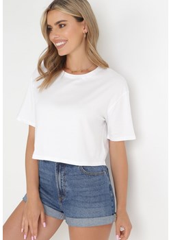 Biały Krótki T-shirt Oversize Lilu ze sklepu Born2be Odzież w kategorii Bluzki damskie - zdjęcie 155785372