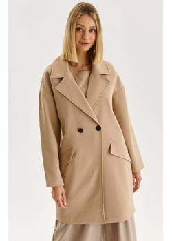 Oversizowy płaszcz damski dwurzędowy w kolorze beżowym SPZ0650, Kolor beżowy, Rozmiar 38, DRYWASH ze sklepu Primodo w kategorii Płaszcze damskie - zdjęcie 155796652