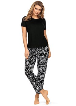 Bawełniana czarna piżama 001 z krótkimi rękawami i nogawkami 7/8, Kolor czarno-biały, Rozmiar S, Wies-MANN ze sklepu Intymna w kategorii Piżamy damskie - zdjęcie 155804622