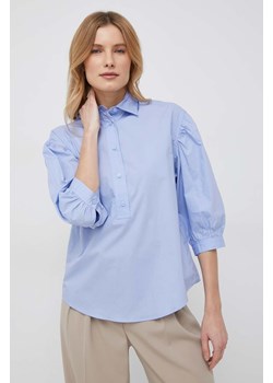 Sisley bluzka bawełniana damska kolor niebieski gładka ze sklepu ANSWEAR.com w kategorii Koszule damskie - zdjęcie 155805980