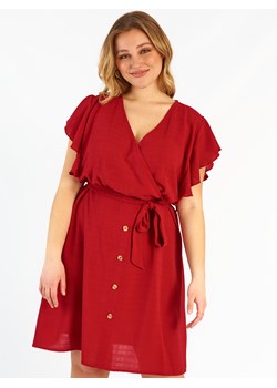 GATE Damska sukienka plus size z paskiem i falbanką 44 ze sklepu gateshop w kategorii Sukienki - zdjęcie 155820154