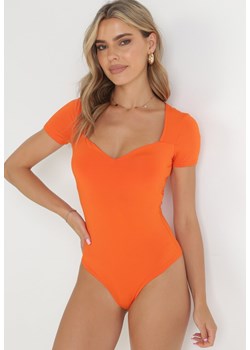 Pomarańczowe Body z Krótkim Rękawem Keonia ze sklepu Born2be Odzież w kategorii Bluzki damskie - zdjęcie 155831952