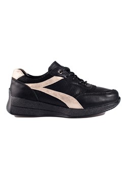 Skórzane czarne sneakersy na platformie Shelovet ze sklepu ButyModne.pl w kategorii Buty sportowe damskie - zdjęcie 155851423