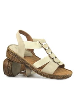Sandałki damskie z gumkami - Evento 22SD35-4940, beżowe ze sklepu ulubioneobuwie w kategorii Sandały damskie - zdjęcie 155852863