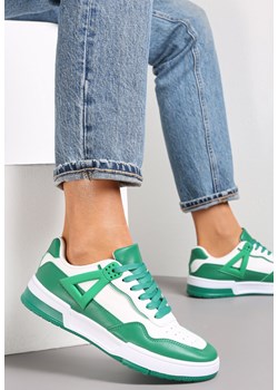 Biało-Zielone Sneakersy przed Kostkę Ozdobione Wstawkami Oinivo ze sklepu renee.pl w kategorii Buty sportowe damskie - zdjęcie 155899380