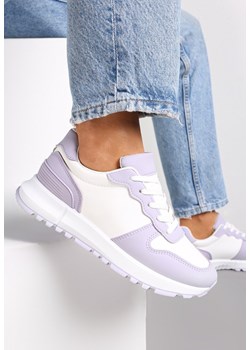 Biało-Fioletowe Sneakersy na Płaskiej Podeszwie z Wycięciami Higis ze sklepu renee.pl w kategorii Buty sportowe damskie - zdjęcie 155900863