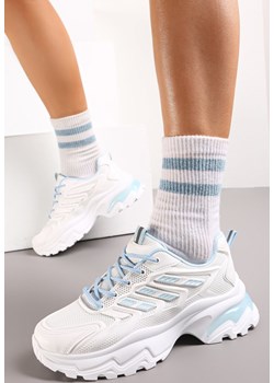 Biało-Niebieskie Sneakersy na Masywnej Podeszwie Zdobione Kolorowymi Wstawkami Farete ze sklepu renee.pl w kategorii Buty sportowe damskie - zdjęcie 155901541
