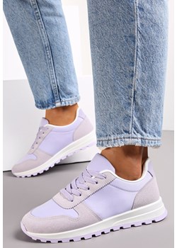 Fioletowe Sznurowane Sneakersy na Płaskiej Podeszwie z Wycięciami i Wstawkami Zaylynn ze sklepu renee.pl w kategorii Buty sportowe damskie - zdjęcie 155903902