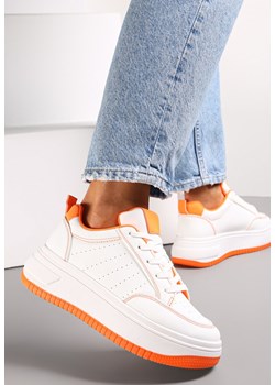 Biało-Pomarańczowe Sneakersy Sznurowane na Platformie Kior ze sklepu renee.pl w kategorii Buty sportowe damskie - zdjęcie 155908664