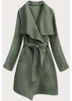 Minimalistyczny płaszcz damski jasny khaki (747ART) ze sklepu goodlookin.pl w kategorii Płaszcze damskie - zdjęcie 155940924