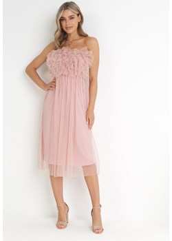 Różowa Tiulowa Sukienka z Falbankami Larithia ze sklepu Born2be Odzież w kategorii Sukienki - zdjęcie 155959760