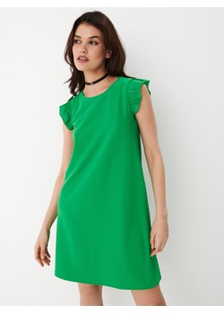 Zielona Dresowa Mini Sukienka Bombka Makadamia 