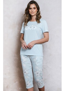 Piżama damska niebieska na krótki rękaw z nogawką 3/4 Wanilia, Kolor niebieski-wzór, Rozmiar S, Italian Fashion ze sklepu Intymna w kategorii Piżamy damskie - zdjęcie 156015603