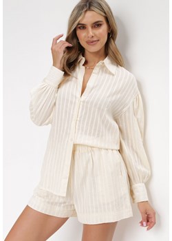 Beżowy 2-cześciowy Komplet z Szortami i Elegancką Koszulą Alesa ze sklepu Born2be Odzież w kategorii Komplety i garnitury damskie - zdjęcie 156022841