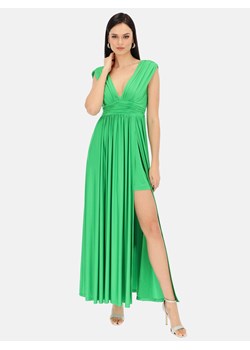 Zielona sukienka z rozcięciem na wesele L'AF Zoraya ze sklepu Eye For Fashion w kategorii Sukienki - zdjęcie 156094303