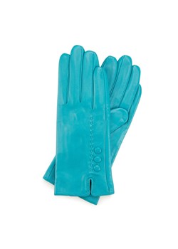 Damskie rękawiczki skórzane z przeszyciami z rzemyka turkusowe ze sklepu WITTCHEN w kategorii Rękawiczki damskie - zdjęcie 156099934