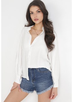 Biała Koszula z Plisowanymi Rękawami Leophone ze sklepu Born2be Odzież w kategorii Koszule damskie - zdjęcie 156100304