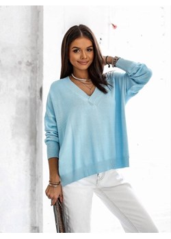 Sweter Classico New Niebieski ze sklepu Lisa Mayo w kategorii Swetry damskie - zdjęcie 156101894