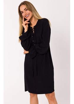 Sukienka ze sznurowaniem na przodzie w kolorze czarnym M742, Kolor czarny, Rozmiar L, MOE ze sklepu Primodo w kategorii Sukienki - zdjęcie 156117900