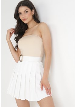 Biała Rozkloszowana Spódnica Mini z Zakładkami i Dodatkowym Paskiem Sheinda ze sklepu Born2be Odzież w kategorii Spódnice - zdjęcie 156187290