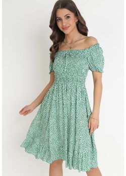 Zielona Bawełniana Sukienka Hiszpanka w Kwiatki Rutani ze sklepu Born2be Odzież w kategorii Sukienki - zdjęcie 156187480