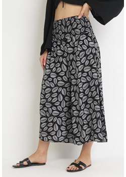 Czarne Spodnie z Bawełny Kuloty z Gumką w Pasie Karemisia ze sklepu Born2be Odzież w kategorii Spodnie damskie - zdjęcie 156187560