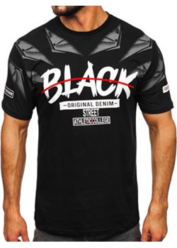 T-shirt męski z nadrukiem czarny Denley 14208 ze sklepu Denley w kategorii T-shirty męskie - zdjęcie 156194061