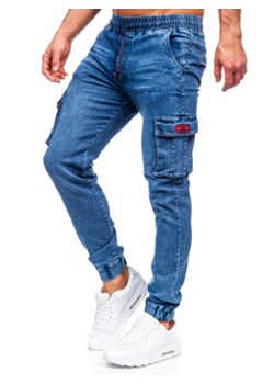 Niebieskie spodnie jeansowe joggery bojówki męskie Denley HY1022 ze sklepu Denley w kategorii Jeansy męskie - zdjęcie 156194074