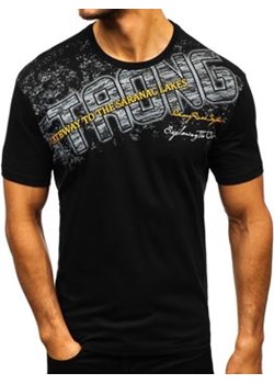 T-shirt męski z nadrukiem czarny Denley 14234 ze sklepu Denley w kategorii T-shirty męskie - zdjęcie 156194083