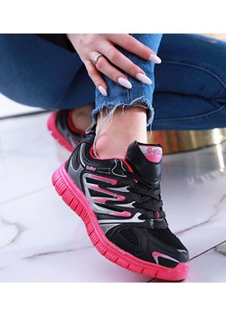Lekkie sportowe buty damskie czarno różowe /A4-3 13746 S203/ ze sklepu Pantofelek24.pl w kategorii Buty sportowe damskie - zdjęcie 156208943