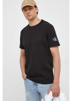 Calvin Klein Jeans t-shirt bawełniany kolor czarny z aplikacją ze sklepu ANSWEAR.com w kategorii T-shirty męskie - zdjęcie 156209512
