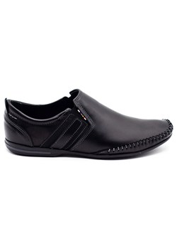 KOMODO Skórzane buty męskie 711 czarne ze sklepu ButyModne.pl w kategorii Mokasyny męskie - zdjęcie 156210372