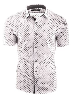 Koszula męska z krótkim rękawem RS050 - biała ze sklepu Risardi w kategorii Koszule męskie - zdjęcie 156228862