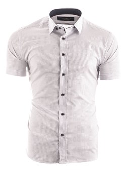 Koszula męska z krótkim rękawem RS054 - biała ze sklepu Risardi w kategorii Koszule męskie - zdjęcie 156228882