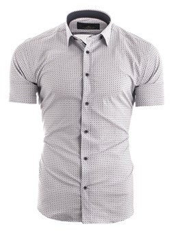 Koszula męska z krótkim rękawem RS055 - biała ze sklepu Risardi w kategorii Koszule męskie - zdjęcie 156228884