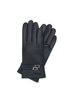 Damskie rękawiczki skórzane z klamerkami czarne ze sklepu WITTCHEN w kategorii Rękawiczki damskie - zdjęcie 156235081
