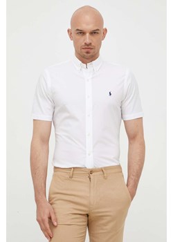 Polo Ralph Lauren koszula męska kolor biały slim z kołnierzykiem button-down ze sklepu ANSWEAR.com w kategorii Koszule męskie - zdjęcie 156240164