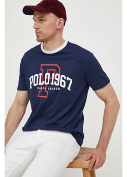 Polo Ralph Lauren t-shirt bawełniany kolor granatowy z nadrukiem ze sklepu ANSWEAR.com w kategorii T-shirty męskie - zdjęcie 156240243
